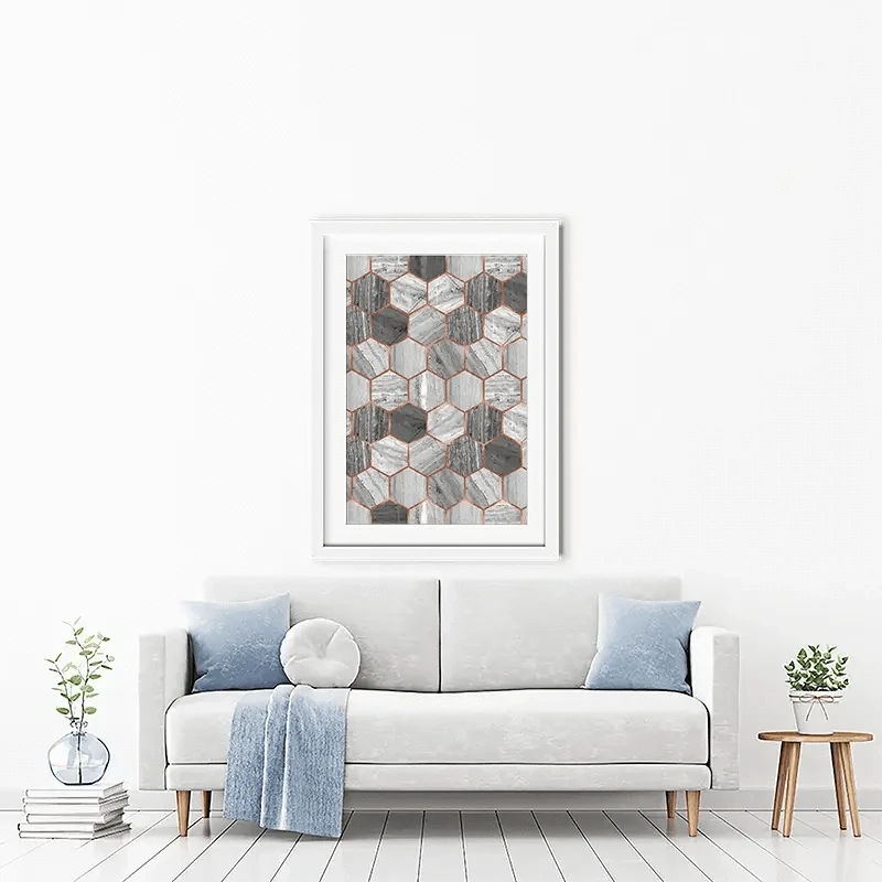 Hexagon Marble Framed Art Print Hexagon Marble Framed Art Print wall art product Emanuela Carratoni - Independent