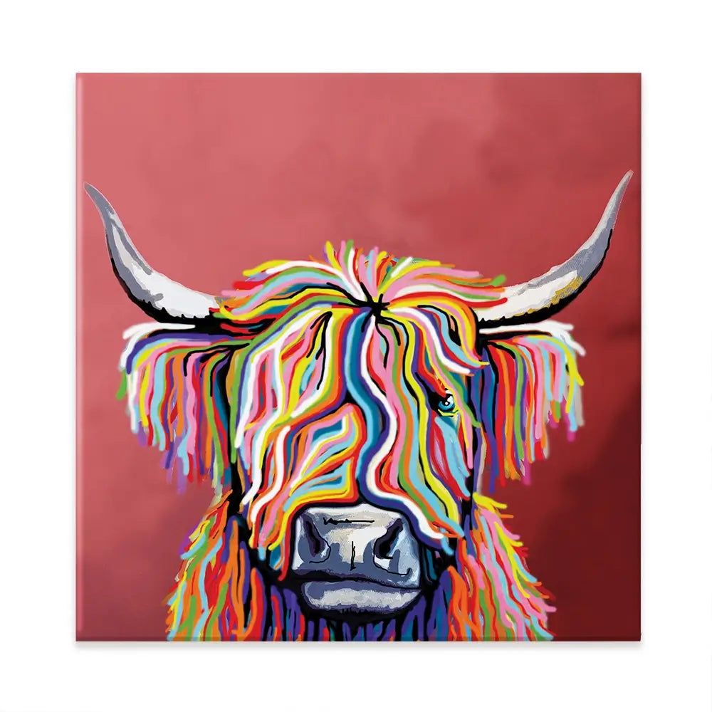 Highland Coo Square Canvas Print Highland Coo Square Canvas Print wall art product Art Print Shop