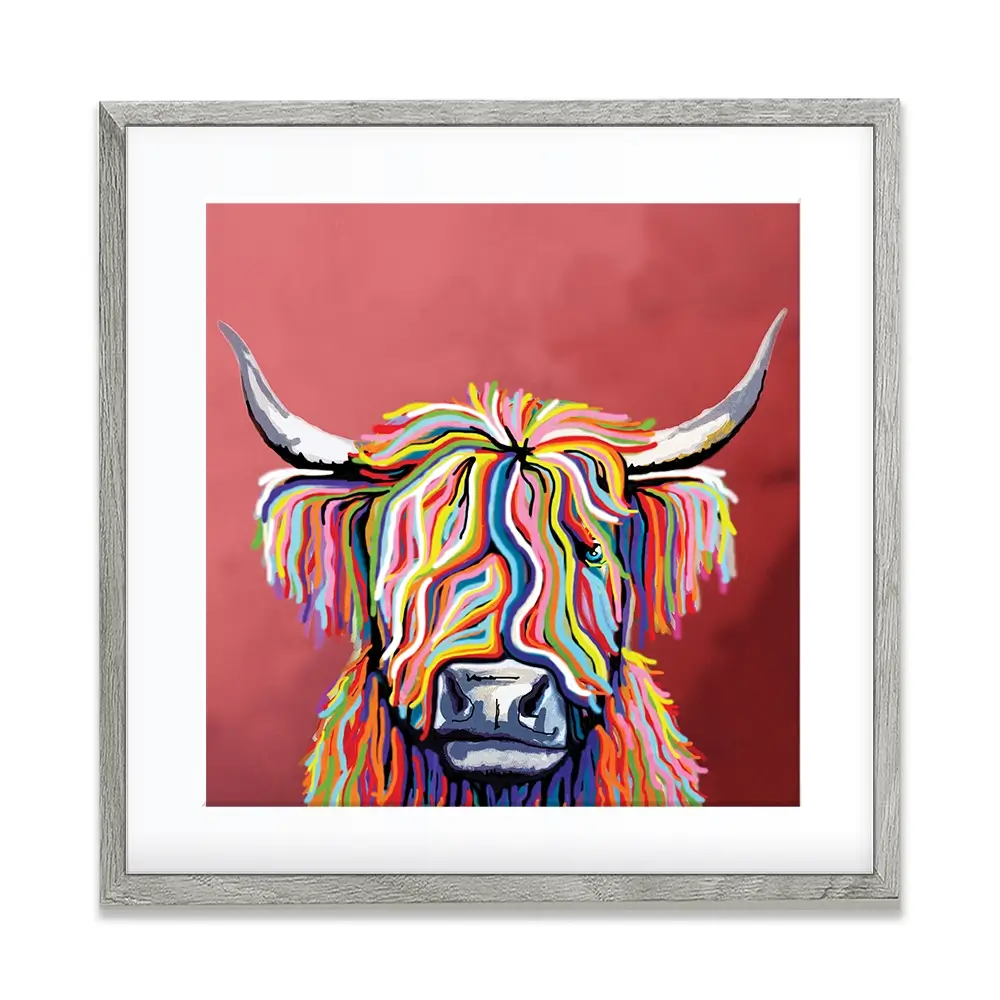 Highland Coo Square Framed Art Print Highland Coo Square Framed Art Print wall art product Art Print Shop