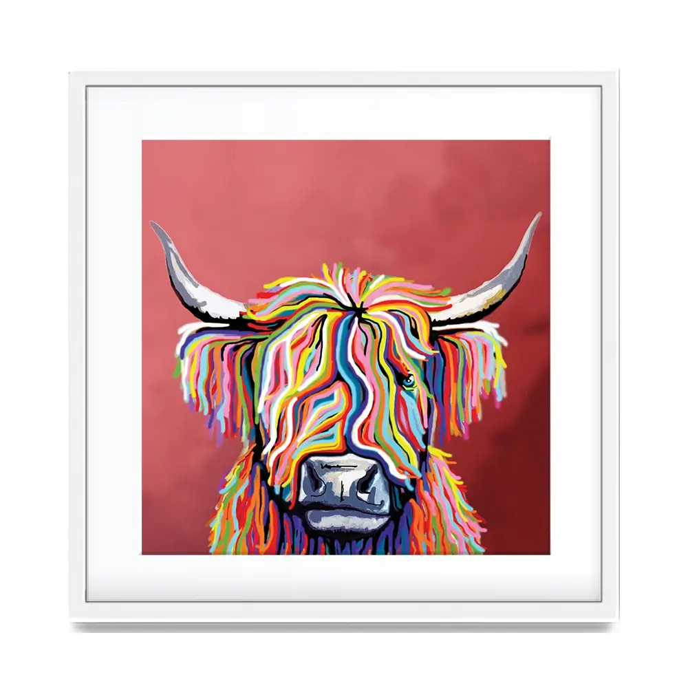 Highland Coo Square Framed Art Print Highland Coo Square Framed Art Print wall art product Art Print Shop