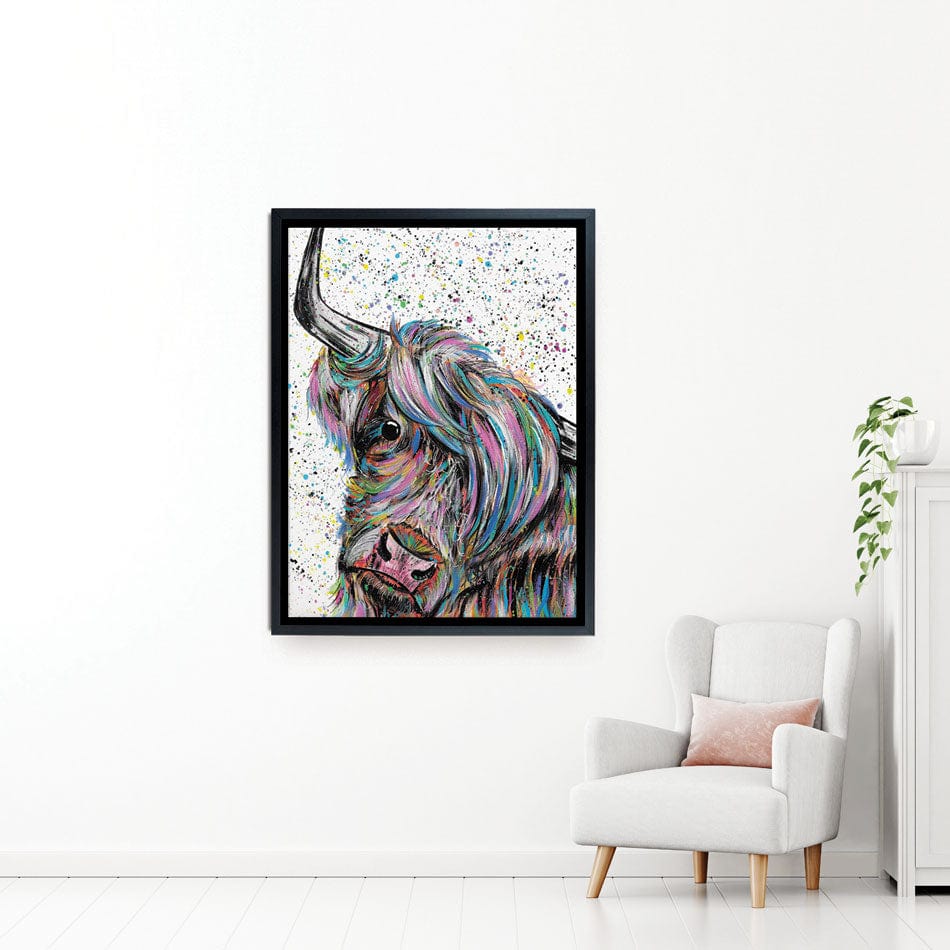 Highland Cow Annie Canvas Print wall art product Emma LC Art