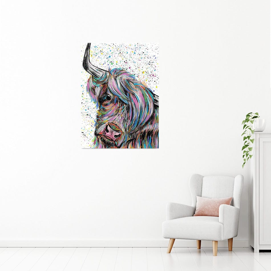 Highland Cow Annie Canvas Print wall art product Emma LC Art