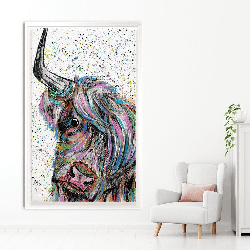 Highland Cow Annie Canvas Print wall art product Emma LC Art