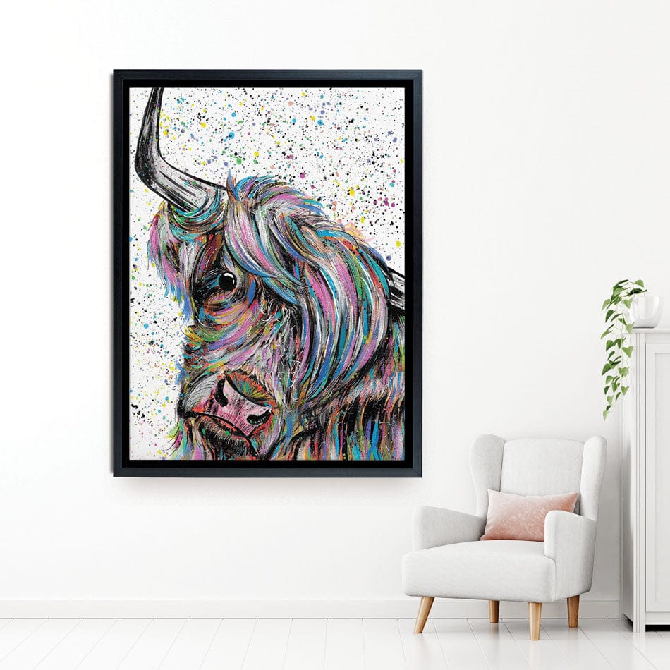 Highland Cow Annie Canvas Print wall art product Emma LC Art