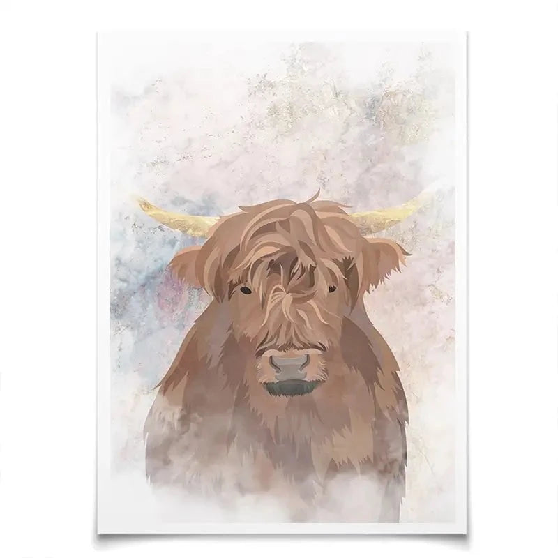 Highland Cow Haze Art Print Highland Cow Haze Art Print wall art product Sarah Manovski