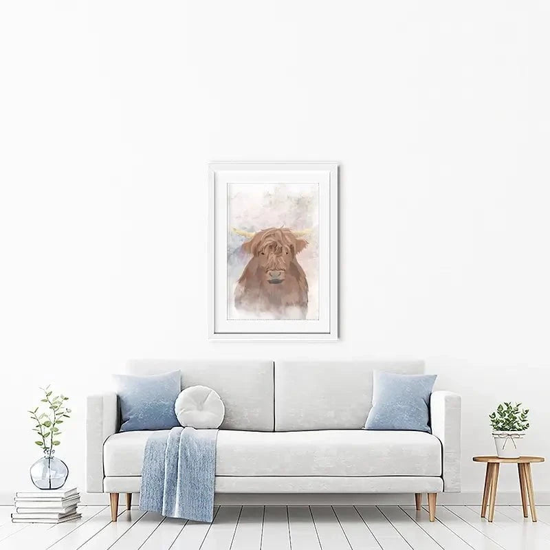 Highland Cow Haze Framed Art Print Highland Cow Haze Framed Art Print wall art product Sarah Manovski