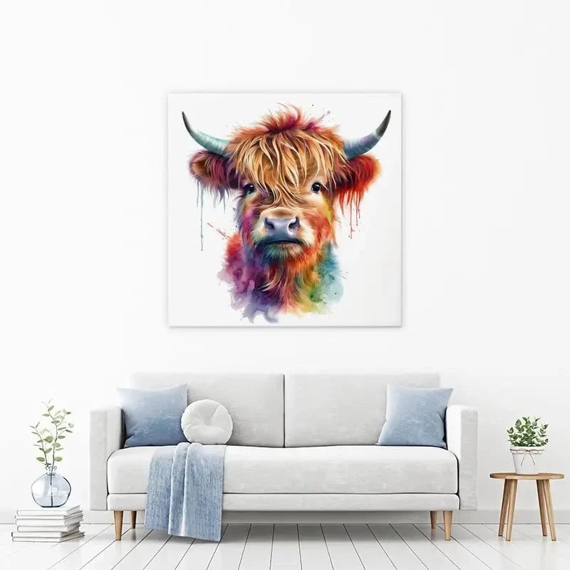 Highland Cow In Colour Canvas Print Highland Cow In Colour Canvas Print wall art product LSR Design Studio - Independent