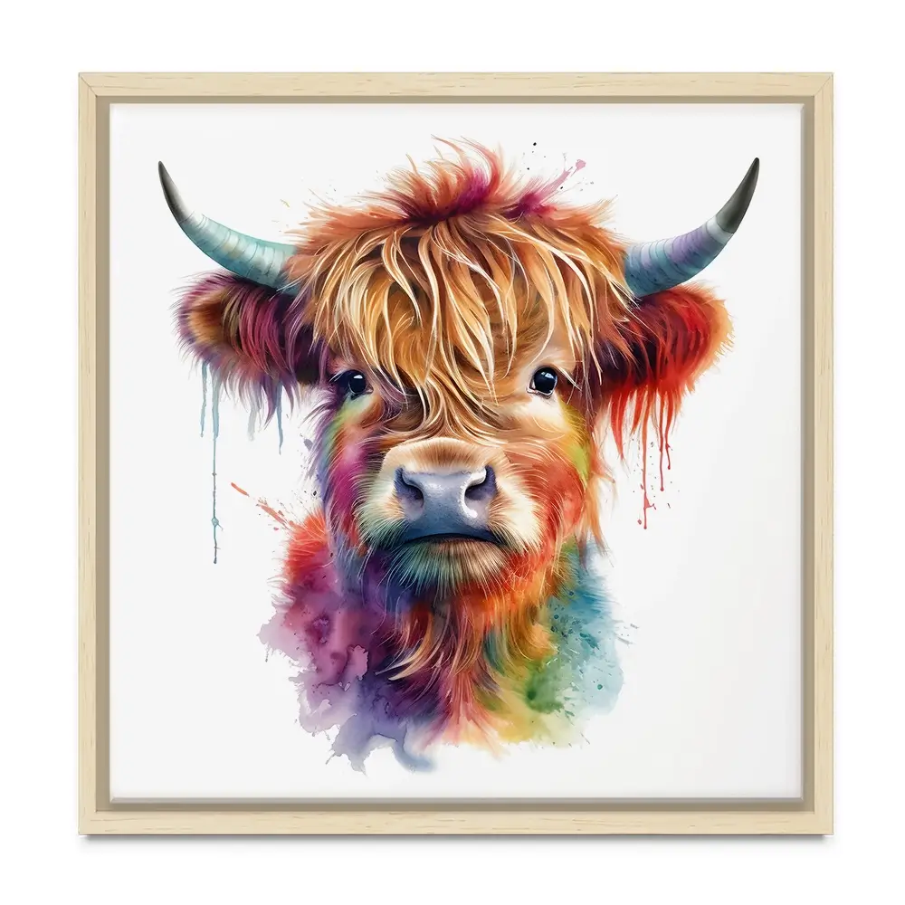 Highland Cow In Colour Canvas Print Highland Cow In Colour Canvas Print wall art product LSR Design Studio - Independent