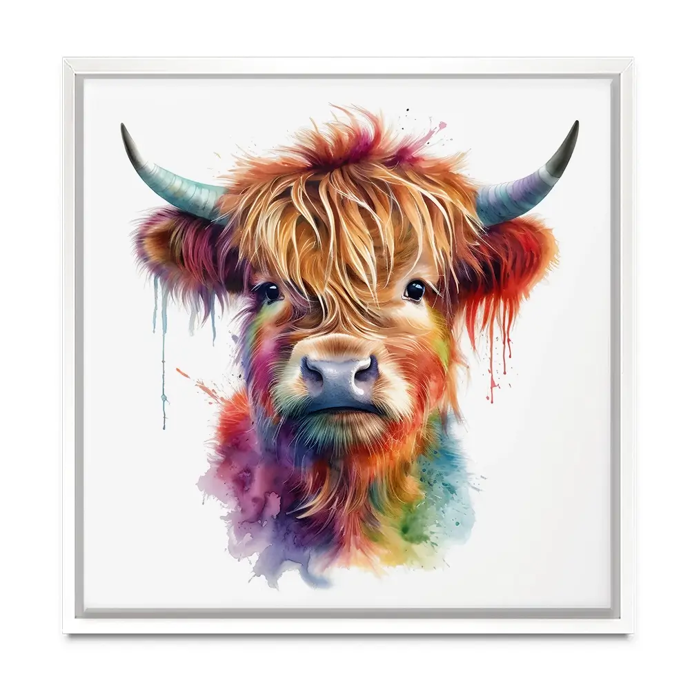 Highland Cow In Colour Canvas Print Highland Cow In Colour Canvas Print wall art product LSR Design Studio - Independent