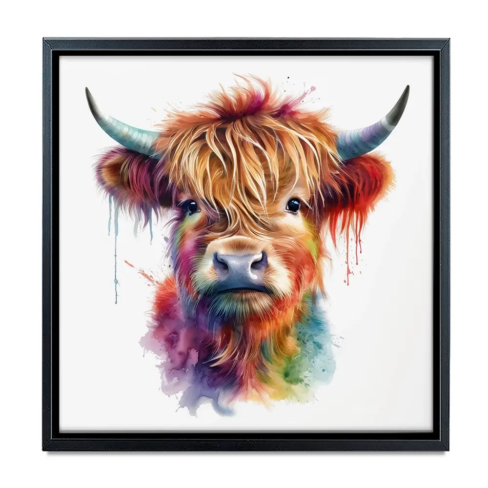 Highland Cow In Colour Canvas Print Highland Cow In Colour Canvas Print wall art product LSR Design Studio - Independent