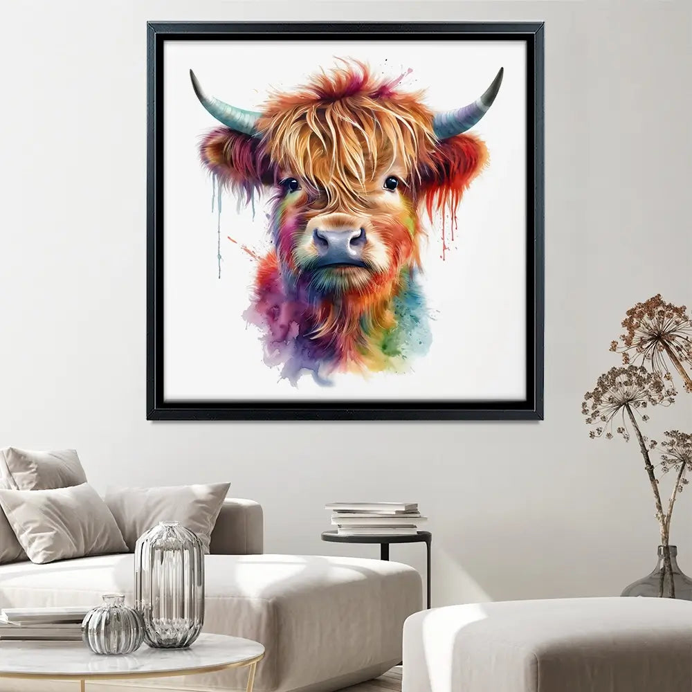 Highland Cow In Colour Canvas Print Highland Cow In Colour Canvas Print wall art product LSR Design Studio - Independent