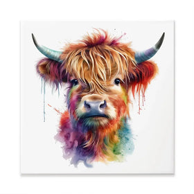 Highland Cow In Colour Canvas Print Highland Cow In Colour Canvas Print wall art product LSR Design Studio - Independent