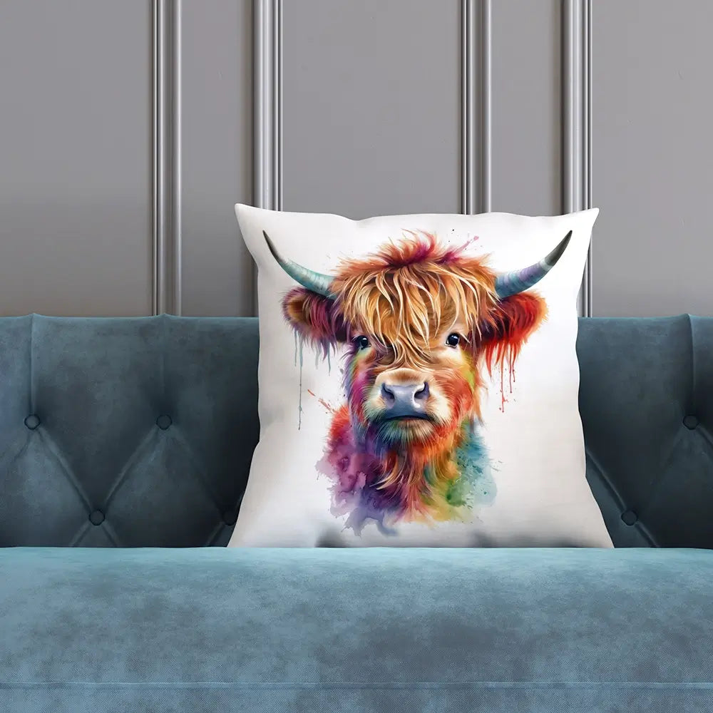 Highland Cow In Colour Cushion Highland Cow In Colour Cushion wall art product LSR Design Studio - Independent