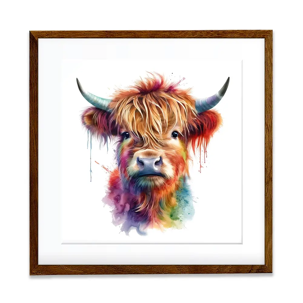 Highland Cow In Colour Framed Art Print Highland Cow In Colour Framed Art Print wall art product LSR Design Studio - Independent