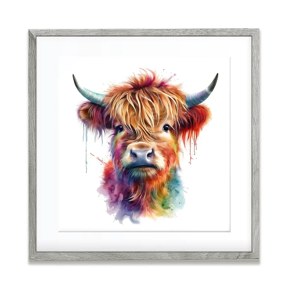 Highland Cow In Colour Framed Art Print Highland Cow In Colour Framed Art Print wall art product LSR Design Studio - Independent