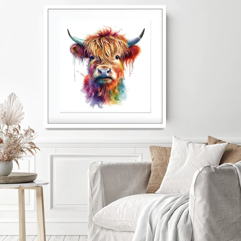 Highland Cow In Colour Framed Art Print Highland Cow In Colour Framed Art Print wall art product LSR Design Studio - Independent