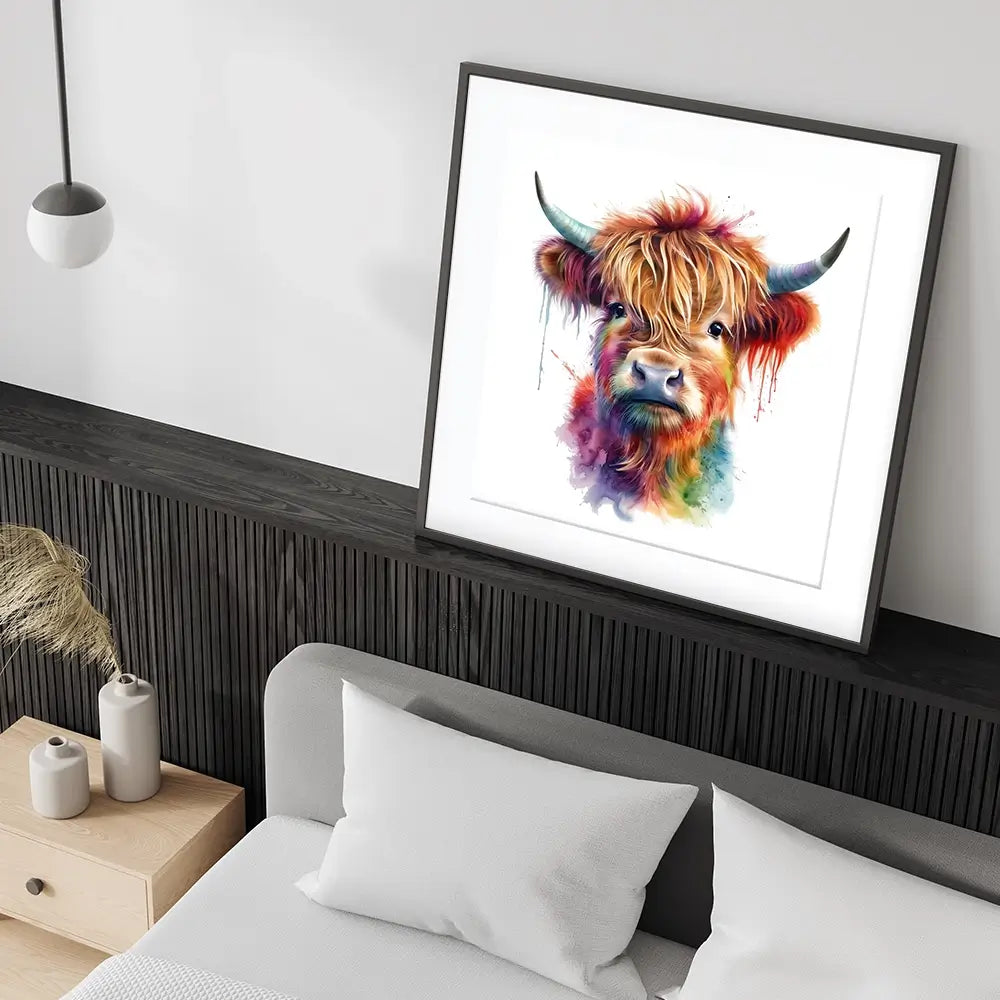 Highland Cow In Colour Framed Art Print Highland Cow In Colour Framed Art Print wall art product LSR Design Studio - Independent