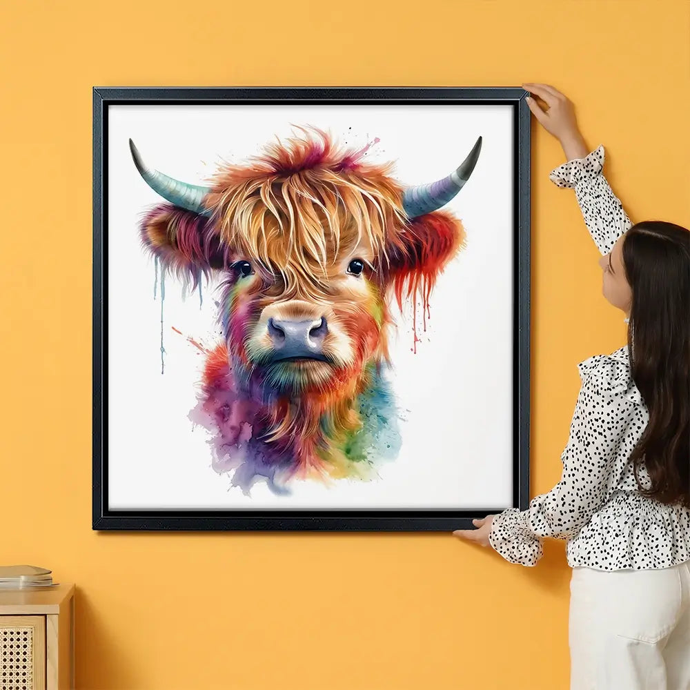 Highland Cow In Colour Oversized Canvas Print Highland Cow In Colour Oversized Canvas Print wall art product Art Print Shop