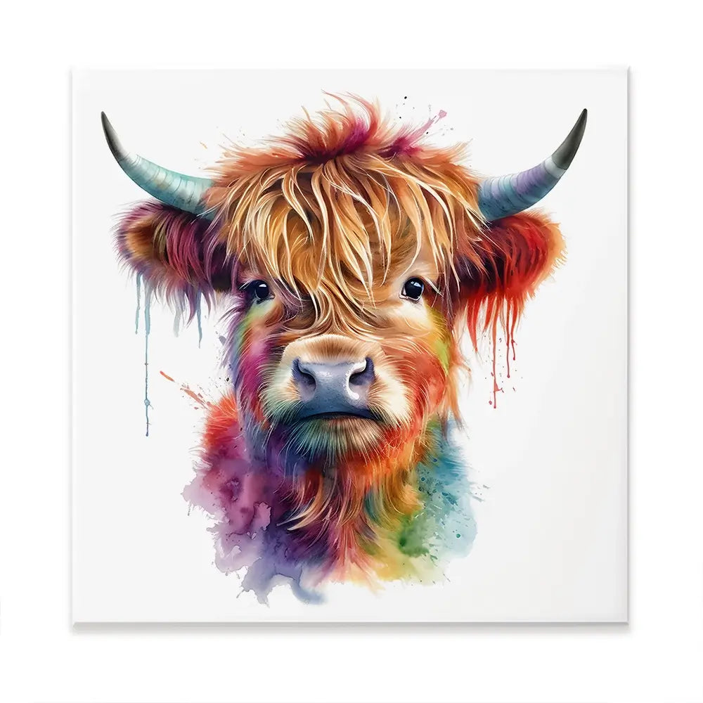 Highland Cow In Colour Oversized Canvas Print Highland Cow In Colour Oversized Canvas Print wall art product Art Print Shop