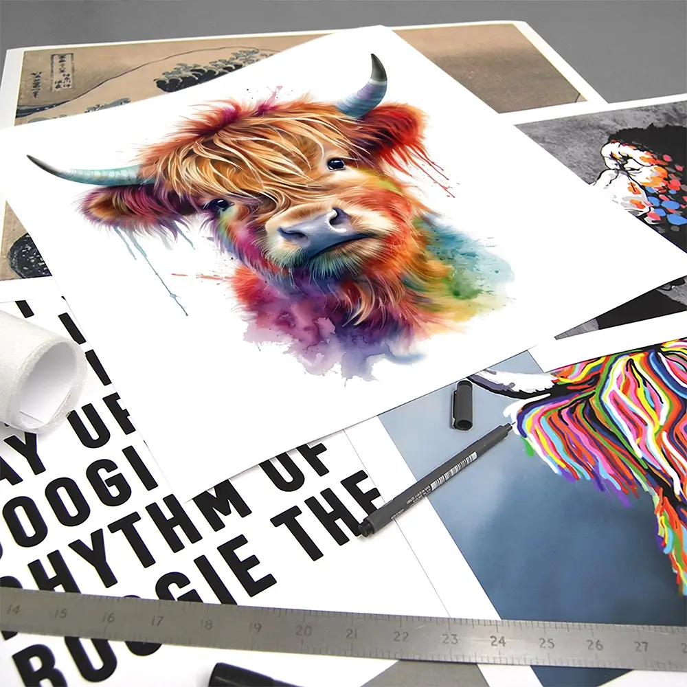 Highland Cow In Colour Square Art Print Highland Cow In Colour Square Art Print wall art product LSR Design Studio - Independent