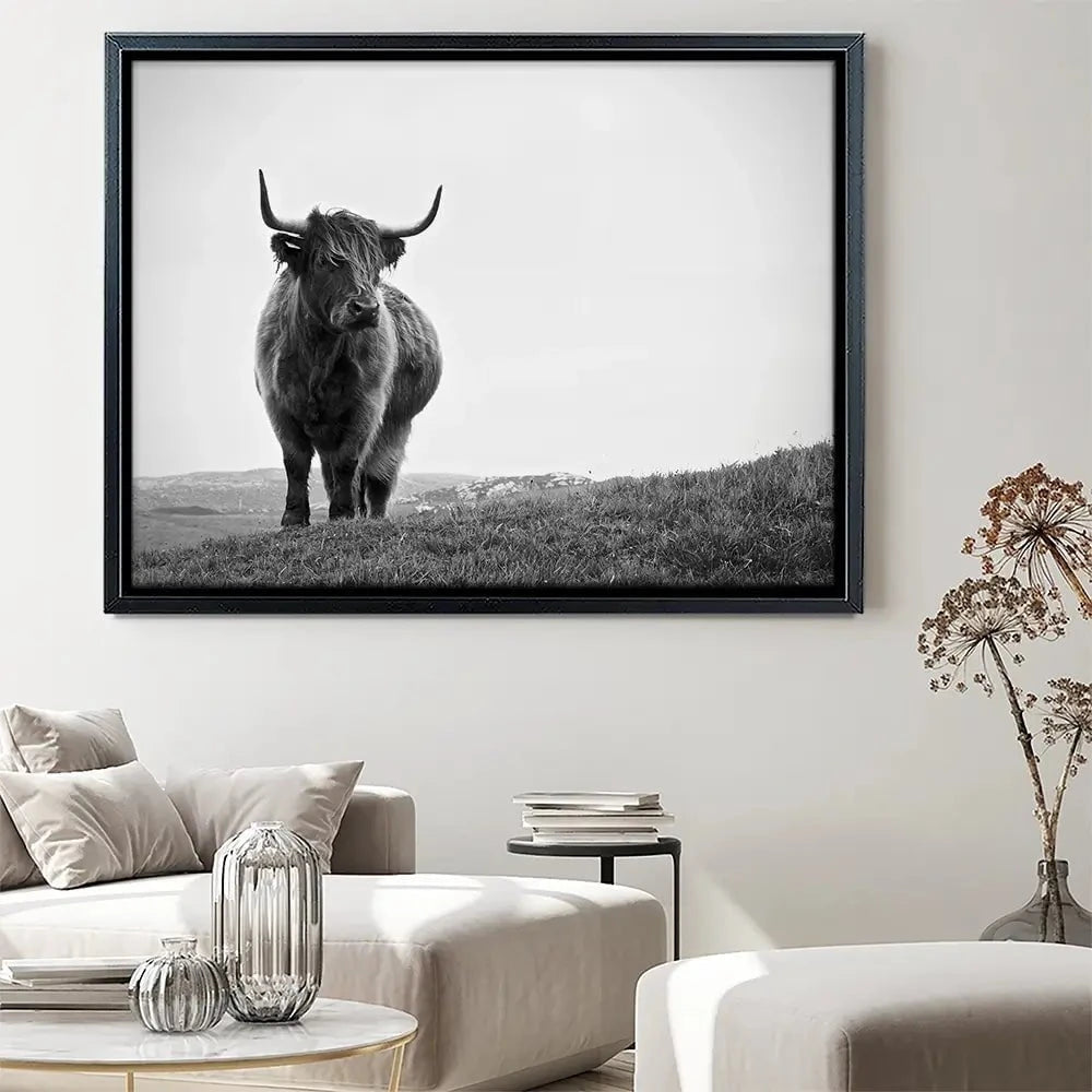 Highland Cow In The Distance Canvas Print Highland Cow In The Distance Canvas Print wall art product Eleanor Hamilton / Shutterstock