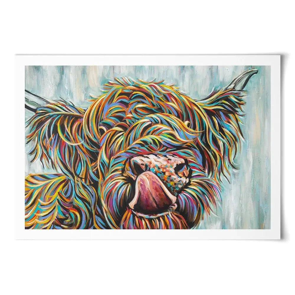 Highland Cow Licking 2 Art Print Highland Cow Licking 2 Art Print wall art product Carolee Vitaletti