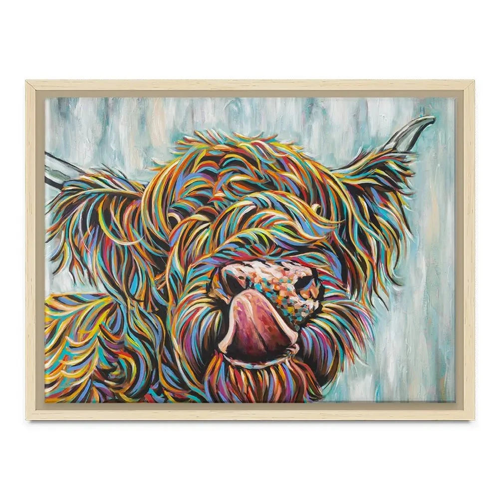 Highland Cow Licking 2 Canvas Print Highland Cow Licking 2 Canvas Print wall art product Carolee Vitaletti