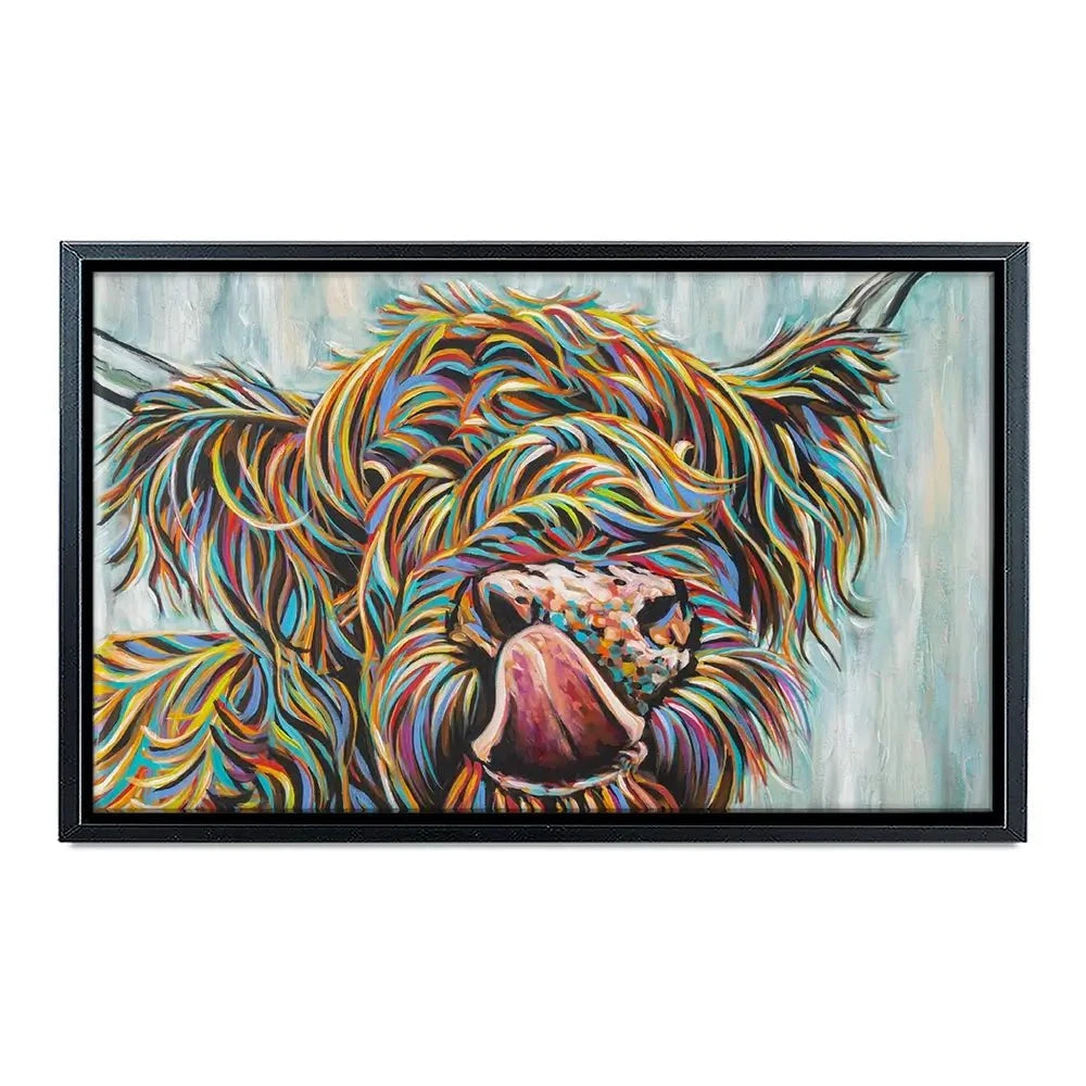 Highland Cow Licking 2 Canvas Print Highland Cow Licking 2 Canvas Print wall art product Carolee Vitaletti