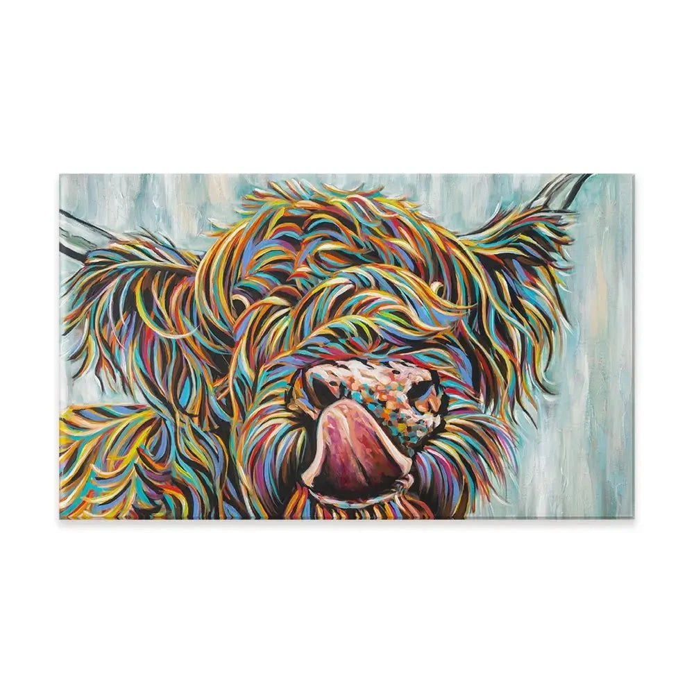 Highland Cow Licking 2 Canvas Print Highland Cow Licking 2 Canvas Print wall art product Carolee Vitaletti