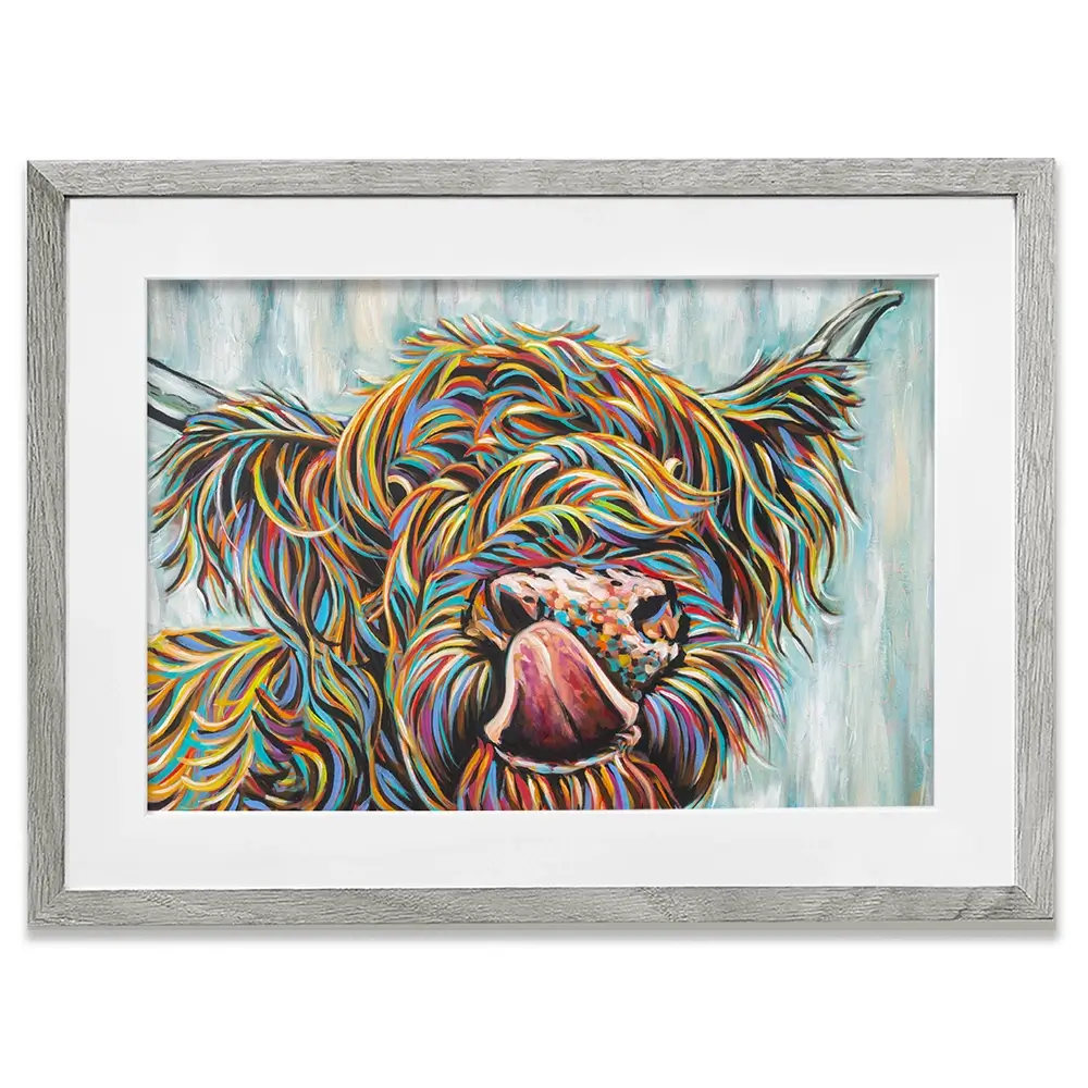 Highland Cow Licking 2 Framed Art Print Highland Cow Licking 2 Framed Art Print wall art product Carolee Vitaletti