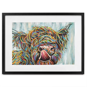 Highland Cow Licking 2 Framed Art Print Highland Cow Licking 2 Framed Art Print wall art product Carolee Vitaletti