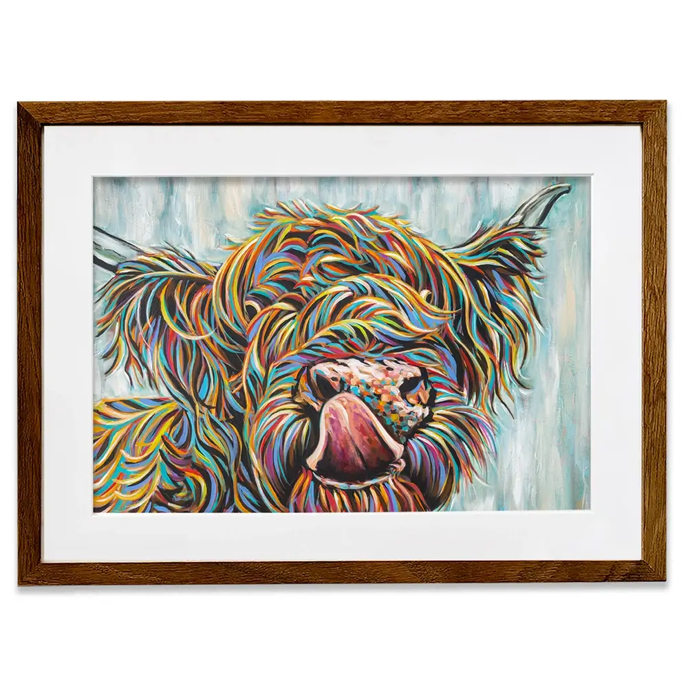 Highland Cow Licking 2 Framed Art Print Highland Cow Licking 2 Framed Art Print wall art product Carolee Vitaletti