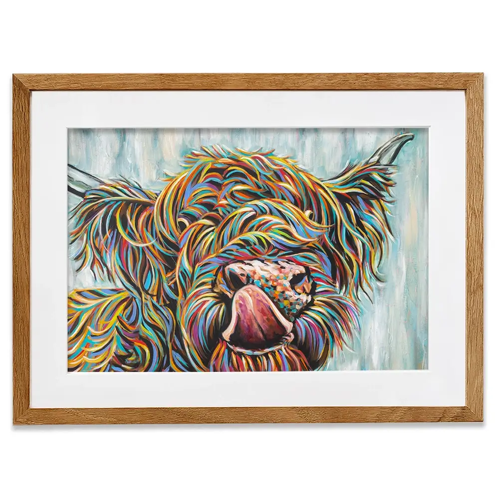 Highland Cow Licking 2 Framed Art Print Highland Cow Licking 2 Framed Art Print wall art product Carolee Vitaletti
