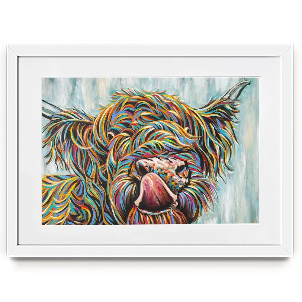 Highland Cow Licking 2 Framed Art Print Highland Cow Licking 2 Framed Art Print wall art product Carolee Vitaletti