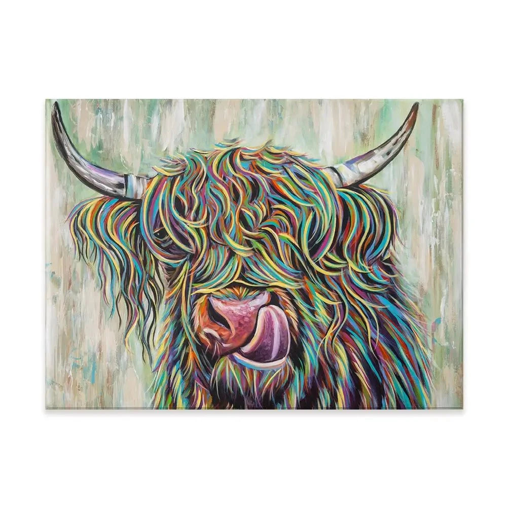 Highland Cow Licking Canvas Print Highland Cow Licking Canvas Print wall art product Carolee Vitaletti