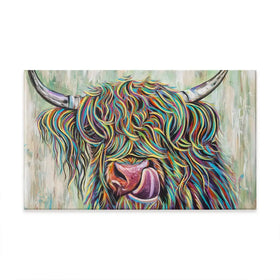 Highland Cow Licking Oversized Canvas Print Highland Cow Licking Oversized Canvas Print wall art product Carolee Vitaletti