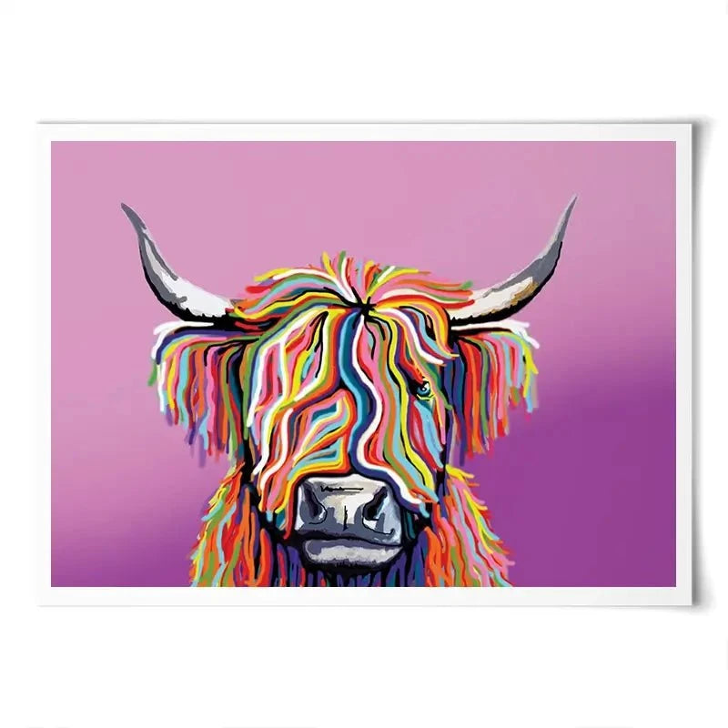 Highland Cow Pink Art Print Highland Cow Pink Art Print wall art product Independent
