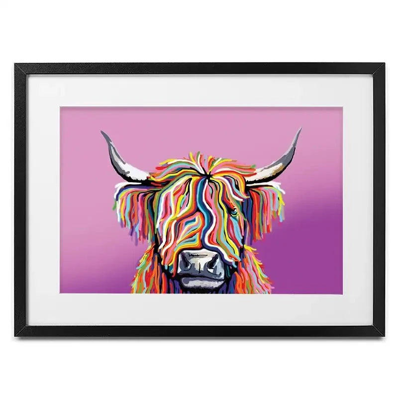 Highland Cow Pink Framed Art Print Highland Cow Pink Framed Art Print wall art product Independent