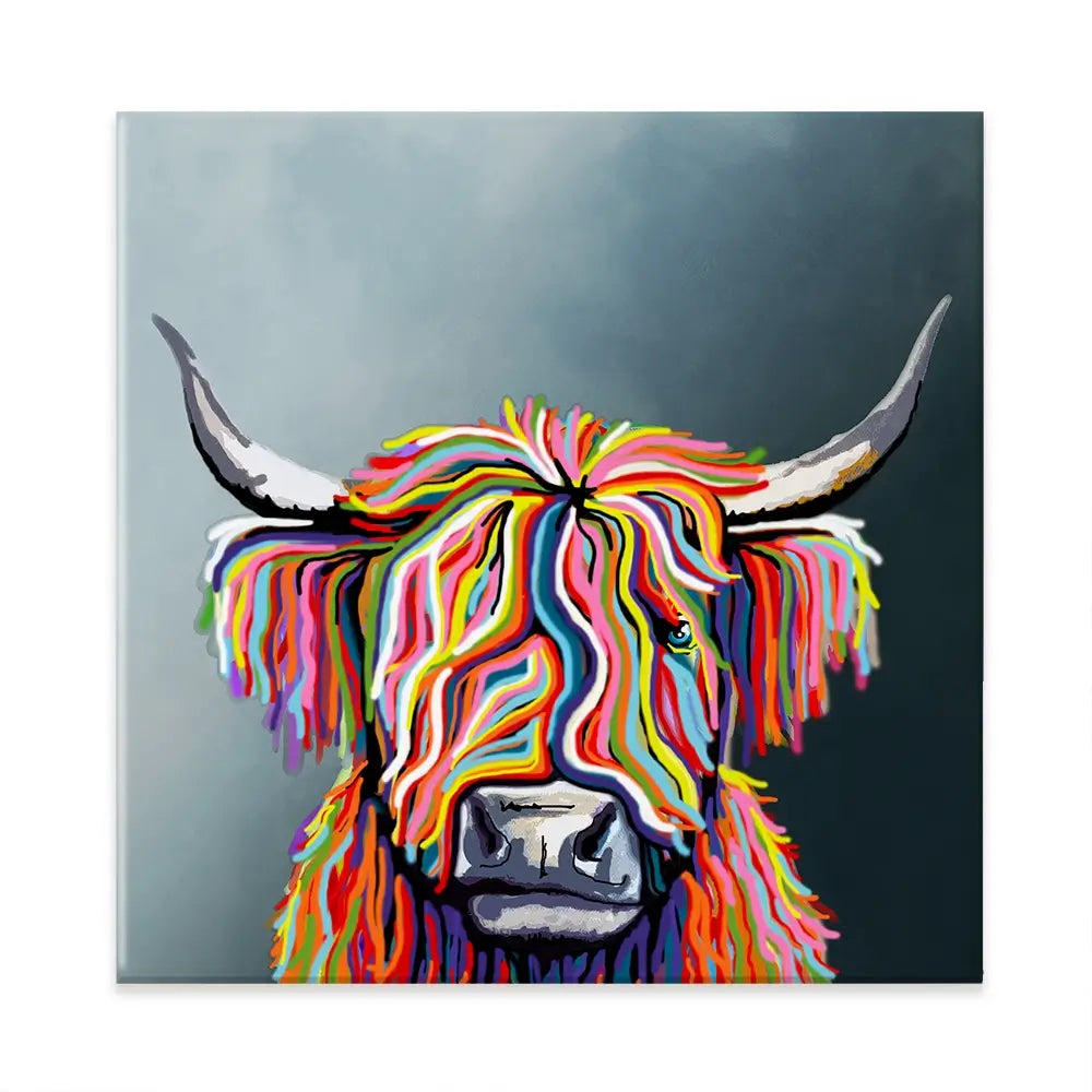 Highland Cow Square Canvas Print Highland Cow Square Canvas Print wall art product Independent