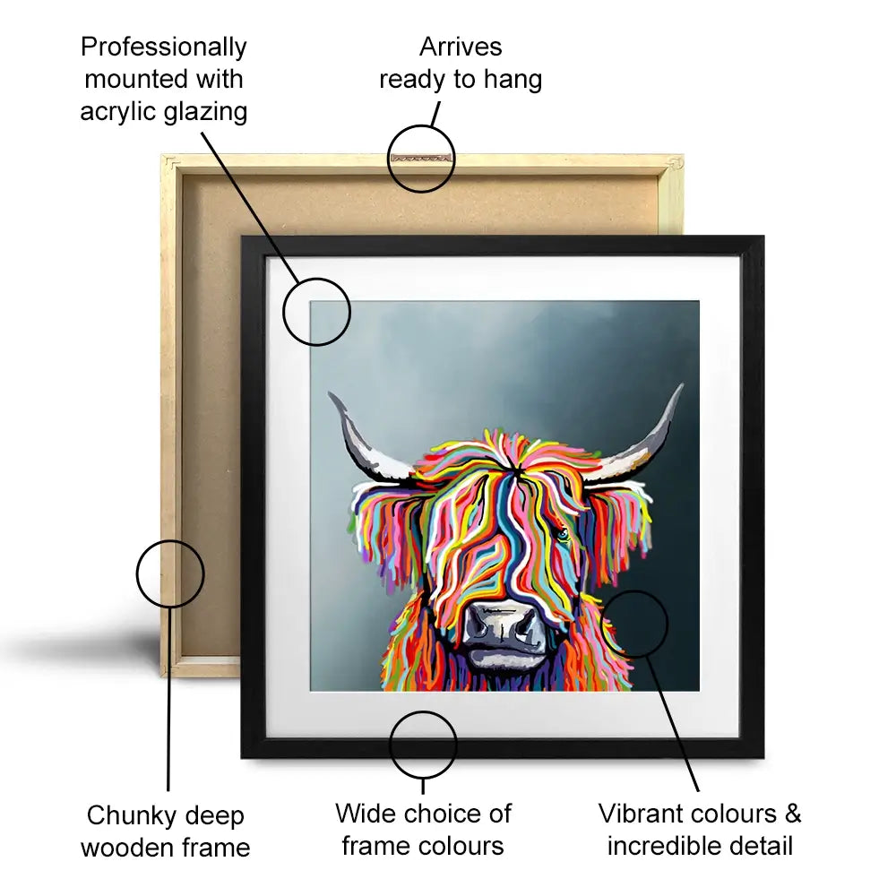 Highland Cow Square Framed Art Print Highland Cow Square Framed Art Print wall art product Independent