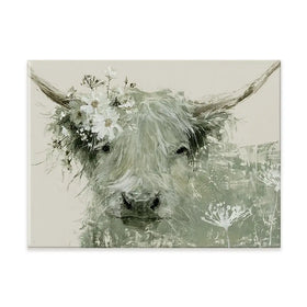 Highland Cow With Flower Crown Canvas Print Highland Cow With Flower Crown Canvas Print wall art product Chromatic Storm Studio