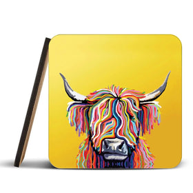 Highland Cow Yellow Coaster Set Highland Cow Yellow Coaster Set | Highland Cow Yellow Artwork wall art product Independent