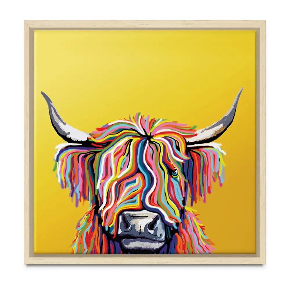 Highland Cow Yellow Oversized Canvas Print Highland Cow Yellow Oversized Canvas Print wall art product Independent