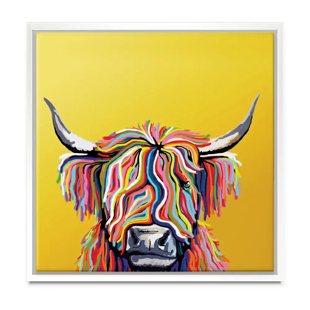 Highland Cow Yellow Oversized Canvas Print Highland Cow Yellow Oversized Canvas Print wall art product Independent