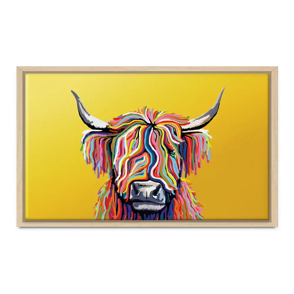 Highland Cow Yellow Oversized Canvas Print Highland Cow Yellow Oversized Canvas Print wall art product Independent