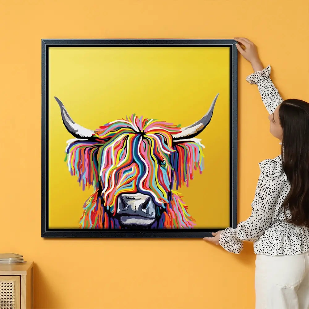 Highland Cow Yellow Oversized Canvas Print Highland Cow Yellow Oversized Canvas Print wall art product Independent