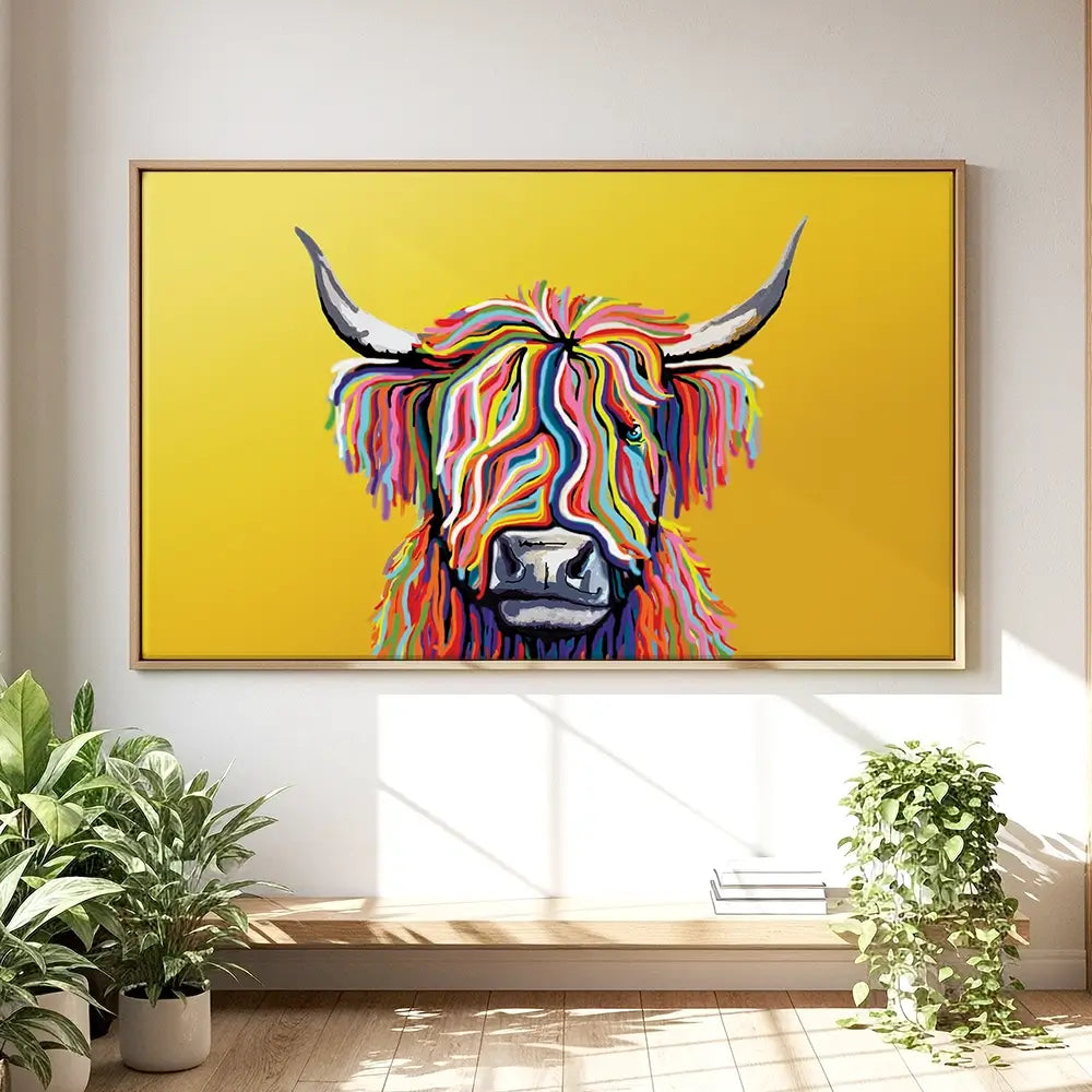 Highland Cow Yellow Oversized Canvas Print Highland Cow Yellow Oversized Canvas Print wall art product Independent