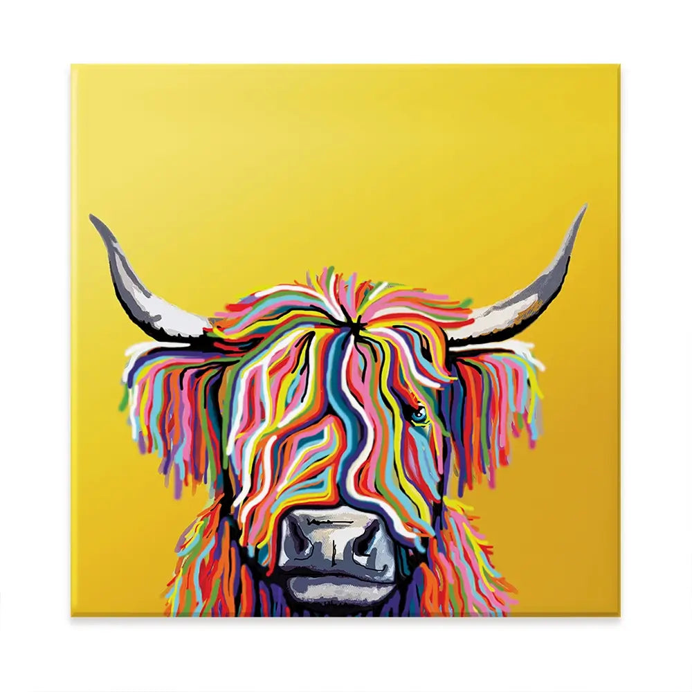 Highland Cow Yellow Oversized Canvas Print Highland Cow Yellow Oversized Canvas Print wall art product Independent