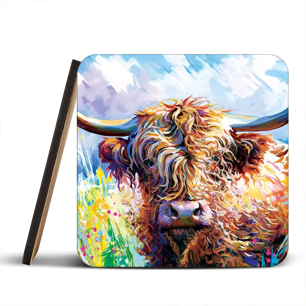 Highland Grazing Coaster Set Highland Grazing Coaster Set wall art product Leon Devenice