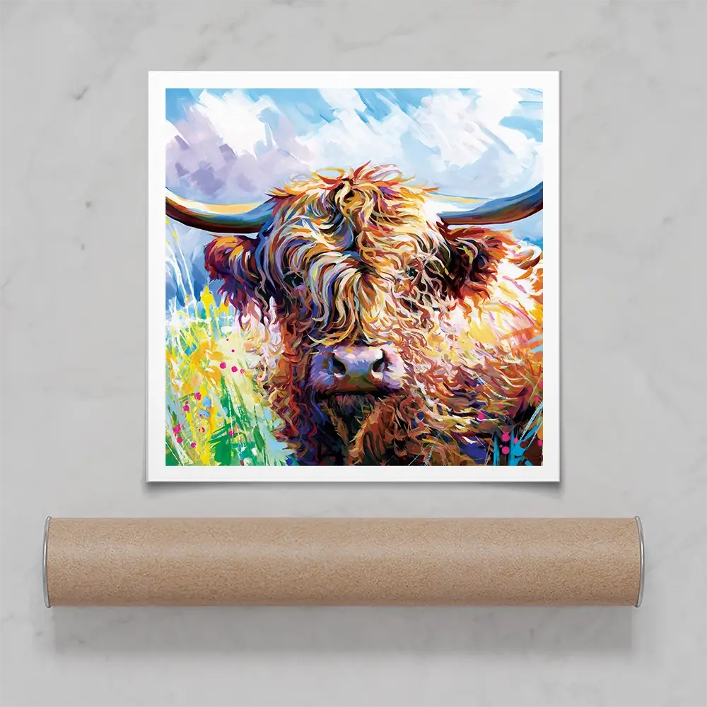 Highland Grazing Square Art Print Highland Grazing Square Art Print wall art product Leon Devenice